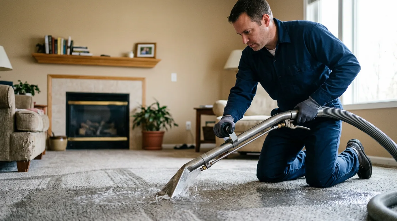 Water damage restoration technician working near Lathrop, CA